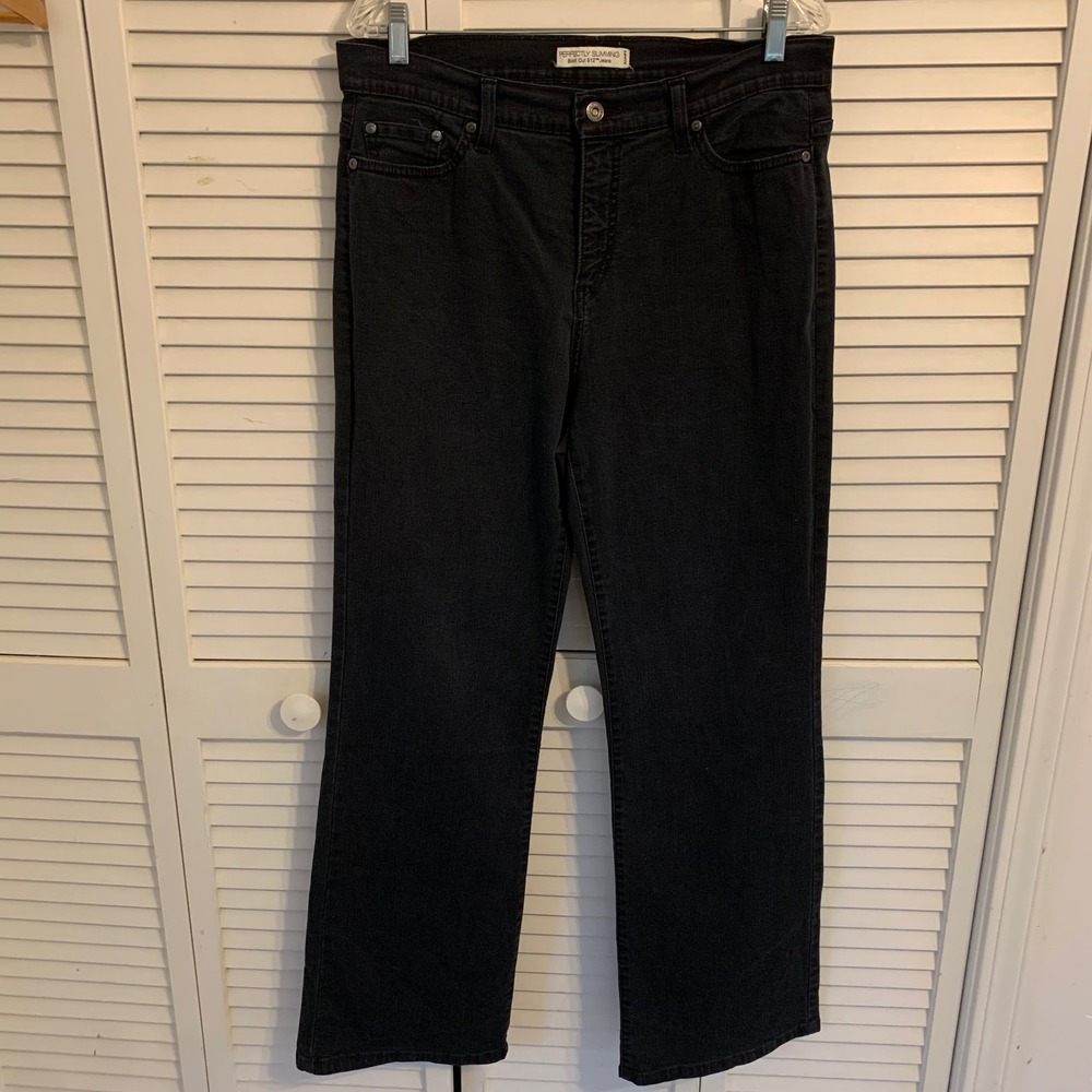 Levis 512‎ Perfectly Slimming Boot Cut Jeans Black Womens 14 L 33x32.5 Stretch